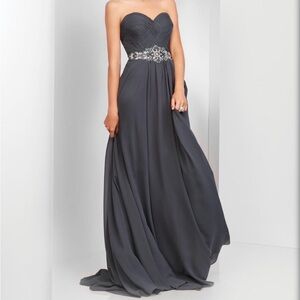 Clarisse Black Prom Dress with Embellished Waist